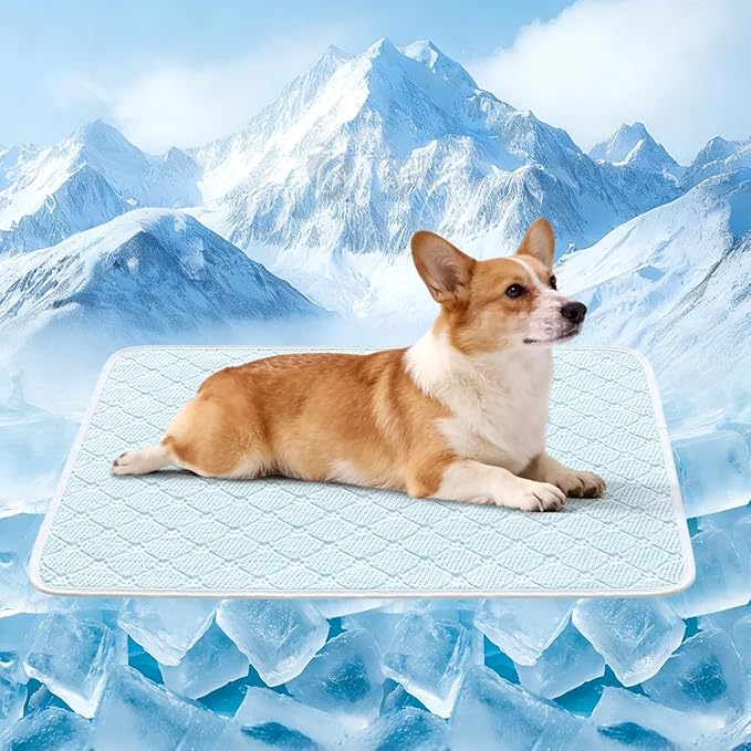 Dog Cooling Mat - Instant 6-12°F Drop, Cooling Mat for Pets Q-MAX >0.5 & Machine Washable, Anti-Slip Bottom, Cool Relief Bed for Dogs & Cats Light Blue 36" x 24"