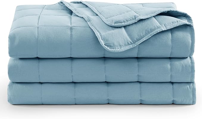 Casa Platino Quilted Blanket Twin XL Size - Pre Washed - Soft & Lightweight Bed Blanket - All Season Down Alternative Blankets - French Blue