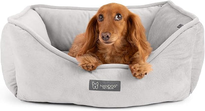 NANDOG Reversible Dog Bed from The Signature Collection– Luxury Cloud-Soft Pet Bed for Small to Medium Dogs & Cats, Premium Pet Gear, Reversible Design, Plush Comfort, Modern Style - Light Grey