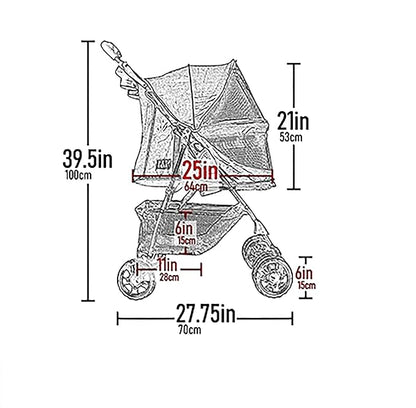 Pet Gear No-Zip Happy Trails Pet Stroller for Cats/Dogs, Zipperless Entry, Easy Fold with Removable Liner, Storage Basket + Cup Holder, Cobalt