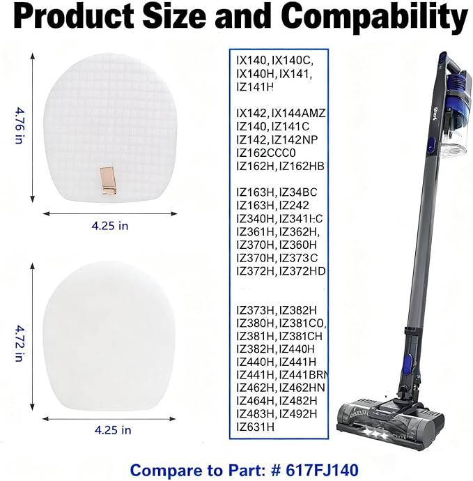 IZ140 IX141 Vacuum Filters Replacement for Shark IX140 IX141 IZ142 IZ162H IZ163H IZ362H IZ377H Rocket Pro Cordless Stick Vacuums.Improve Suction/Washable/Reusable Filters for Pet Hair, Dirt, Dust