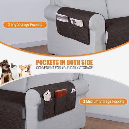 VANSOFY Couch Cover, Waterproof Sofa Covers Washable Slipcover Furniture Protector Couch Seat Covers Non-Slip Couch Cover for Dogs, Pets(Sofa Plus, Chocolate)