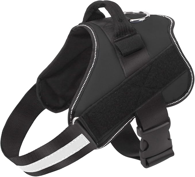 Bolux Dog Harness, No-Pull Reflective Dog Vest, Breathable Adjustable Pet Harness with Handle for Outdoor Walking - No More Pulling, Tugging or Choking (Black, M)