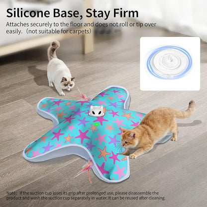 Rechargeable Interactive Cat Toys, Automatic Cat Toy for Indoor Cats, Durable Hide and Seek Cat Toy with Moving Concealed Feathers, Touch Activated Kitten Toys Cat Exercise Toys, Blue Purple Cover