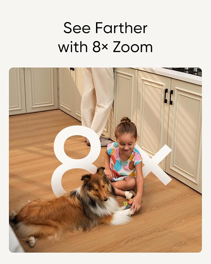 eufy Security 4K Indoor Camera S350-No Subscription, Dual Cameras,8× Zoom,360° Pan &Tilt, Work as Pet Camera,Nanny/Elder/Baby Monitor,AI Auto-Tracking, Human/Pet Detection, 2.4G/5G Wi-Fi