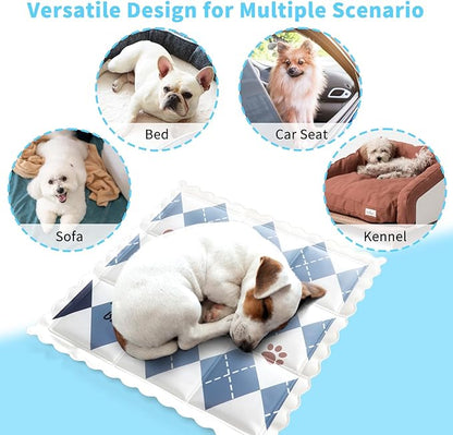 Dog Cooling Mat 13.7” x 13.7” Pet Summer Self-Cooling Pad for Dogs and Cats Non-Toxic Gel No Water or Electricity Needed Easy Washable