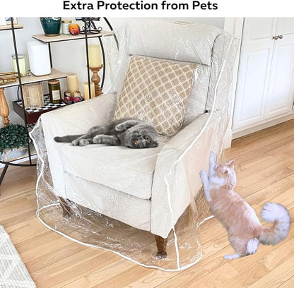 Evelots Clear Plastic Recliner Cover - Thick Heavy Duty Vinyl Armchair Cover for Protection Against Cat & Dog Clawing - Stain & Dust Protector - Waterproof Slipcover for Moving & Storage
