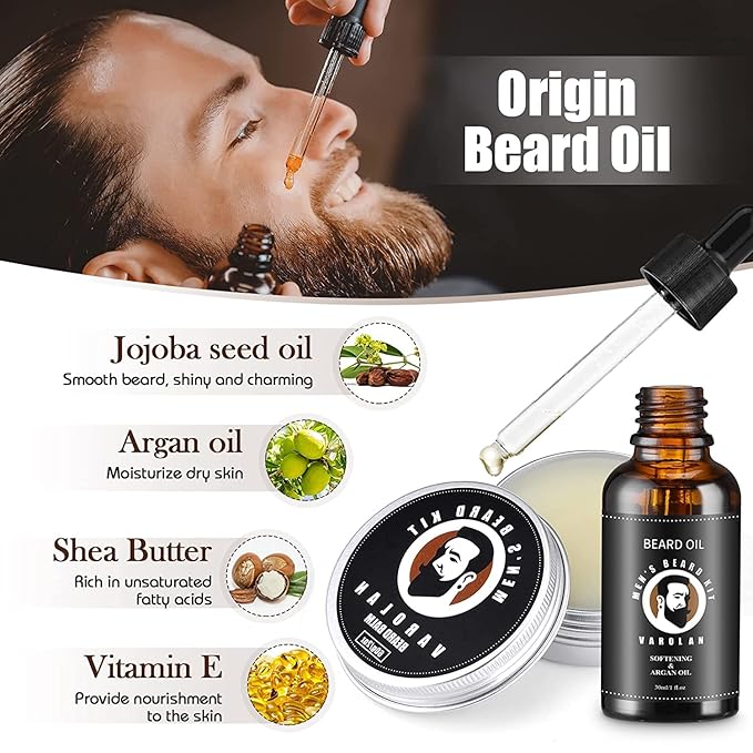 Varolan Birthday Gifts for Men, Mens Gifts, Unique Beard Care Kit for Men Best Friends Male Dad Brother Husband Fiance Him Boyfriend Coworker, Gift Ideas Gifts for Him