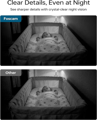 FOSCAM 3K Security Camera Indoor, 360° PTZ Baby & Pet Monitoring for Home Security, 5MP Night Vision, Human/Pet Auto Tracking, Motion & Sound Alerts, 2-Way Audio, 2.4GHz Wi-Fi (R5 White)