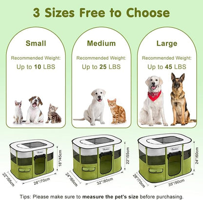 Dog Playpen, Portable Pet Playpen Cat PlayPens, 600D Oxford Dog Kennel Tent Crate, Waterproof&Breathable, Indoor Outdoor Travel Camping Use for Medium/Large Breed with Carrying Case+Folding Bowl(L)