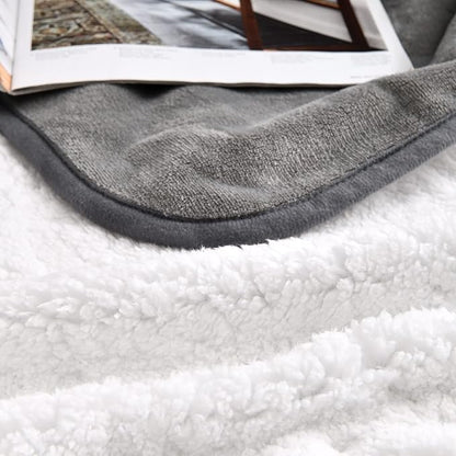 Waterproof Blanket for Bed Couch Sofa, Soft Liquid Pee Proof Pet Blanket for Dog Puppy Cat, Reversible Sherpa Fleece Furniture Protector (Grey, 30x40 inches)