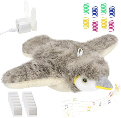 Cat Toys, Flapping Bird Cat Toy(No Flying), Interactive Catnip Toy with Catnip Bags, Chirping Noise Enrichment Moving Wings Dog Cat Kitten Toys, Flappy Flying Pets Toy for Indoor(Oriole) (A3)