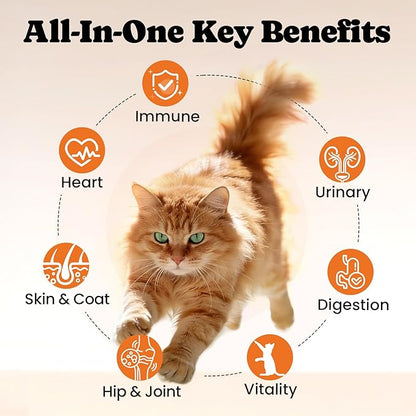 Cat Vitamin Treats with L-Lysine & Taurine – 12 Essential Vitamins & 5 Minerals, Cat Multivitamin Supplement for Immune, Joint & Skin Support, Daily Health Formula for Indoor & Senior Cats – 450 Chews