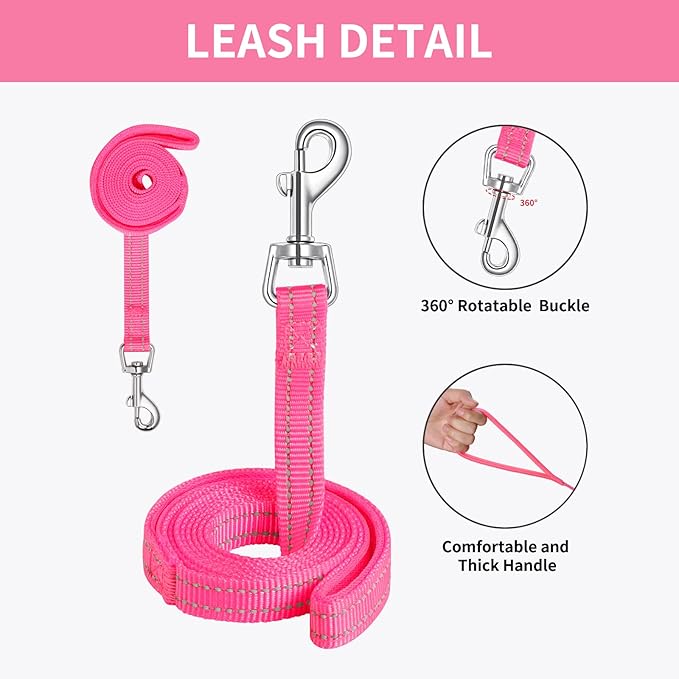 AMTOR Small Dog Harness with Leash Set, No Escape Easy Walk Puppy Harnesses for Training Walking, Step-in Reflective Soft Dogs Vest for XS S Medium Extra-Small Large Sized Dog(Fuchsia,S)