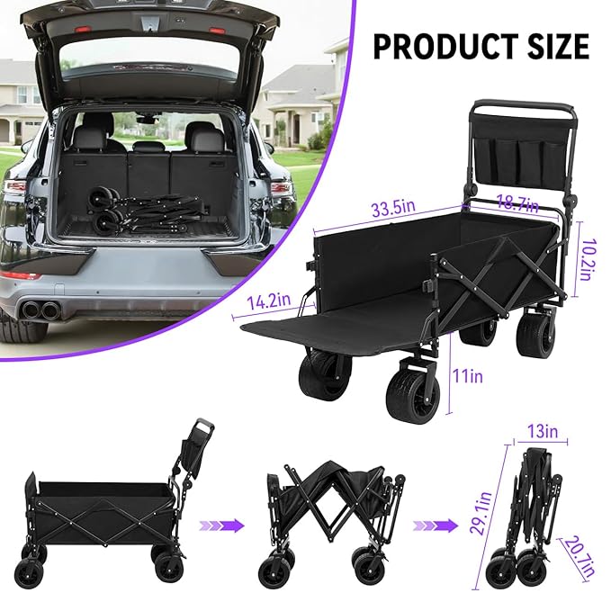 TKYZ Large Dog Stroller Cart,Foldable Dog Wagon Cart for Medium & Large Dogs with Tailgate