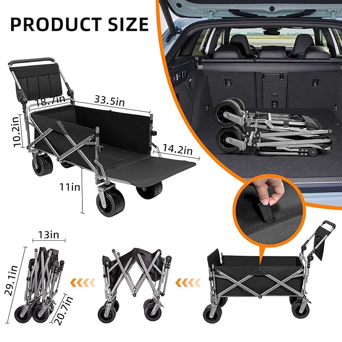 MAXFUT Large Dog Stroller for Large Medium Dogs,Older Dog Wagon Cart with Tailgate,Foldable Pet Strollers (Black)