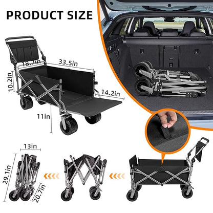 MAXFUT Large Dog Stroller for Large Medium Dogs,Older Dog Wagon Cart with Tailgate,Foldable Pet Strollers (Black)