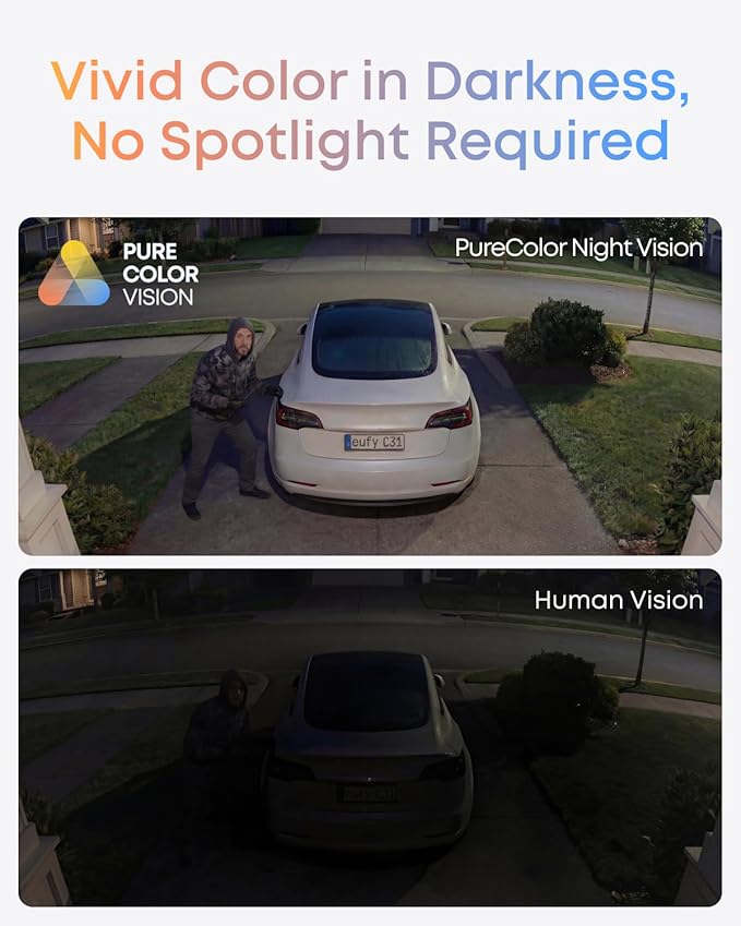 eufy Security Wired Camera C31, Indoor/Outdoor Camera, IP66, 360° Coverage with Pan&Tilt, 24/7 Recording, Auto Tracking, No Subscription, Color Night Vision, AI Human/Vehicle/Pet/Cry Detection