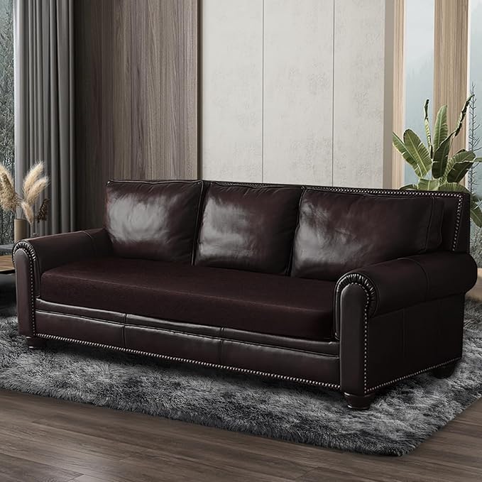 ANARACHON Leather Look Couch Cushion Covers Sofa Seat Slipcovers Sets Couches Furniture Protector for Sectional Armchair Loveseat Pets Kids Stretch Spandex Fabric (1 Cushion XL Sofa, Chocolate)