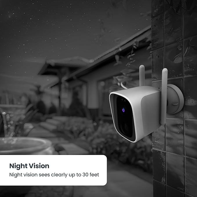 Feit Electric Smart Outdoor Wireless Security Camera, 2K HD Video, Battery Powered or Solar-Ready, Advance Motion Detection, 2.4GHz Wi-Fi, 30ft. Night Vision, 2-Way Audio with Micro SD Card Storage