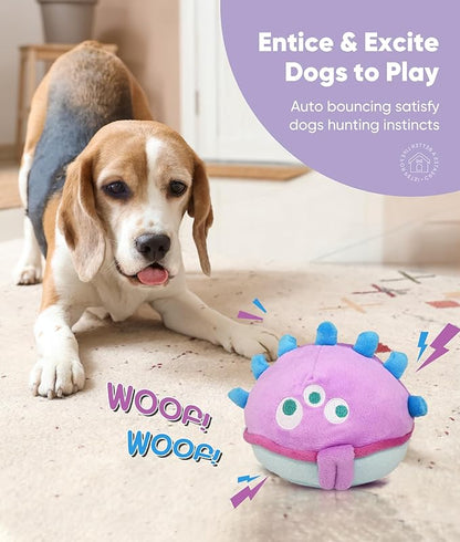 Petbobi Interactive Dog Toys Ball, USB Rechargeable Moving Dog Toy with Barking Sounds, Plush Monster Ball with Washable Cover, 4.9" Pet Toy for Small & Medium Dogs, Christmas & Birthday Gift