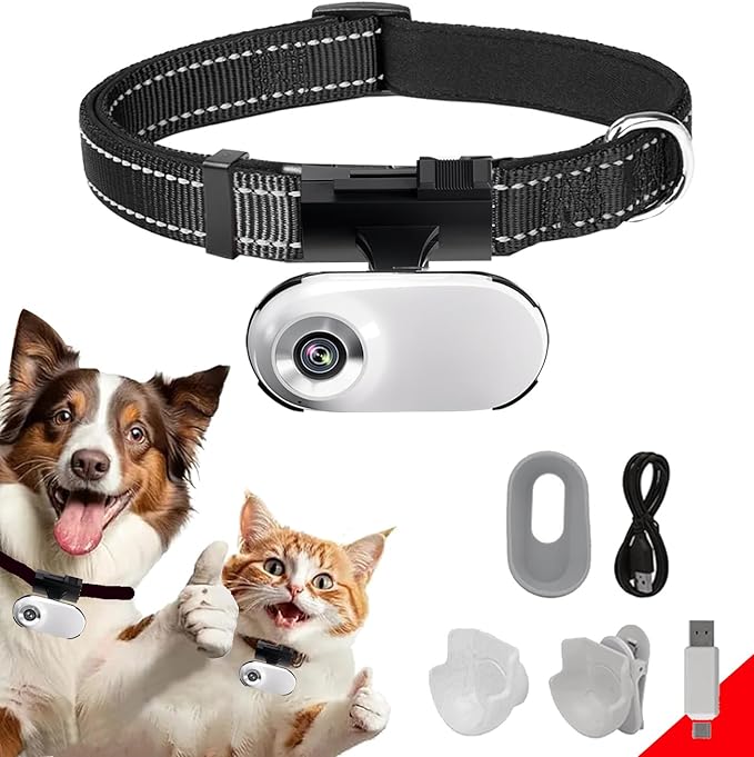 ehomful HD 1080P Cat Camera Collar with Video Record, Mini Small Sports Video Cameras, Body Cam Outdoor/Inoor No WiFi, Unique Pet Supplies Gift for pet Owners, Dog Moms, cat dads, Ideal Gift