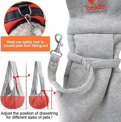 Tomkas Small Dog Sling Carrier - Classic Pocket Classic Strap - for 3-12 lbs Pets(Grey)