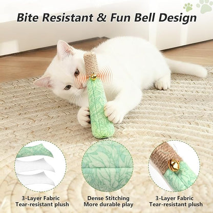 3 Pack Catnip Toys for Cats, Funny Kicker Cat Toys with Dental Rope & Jingle Bell, 100% Organic Catnip Catnip Toys, Bite-Resistant Chew Toy for Kitten Teething, Indoor Cat Toys
