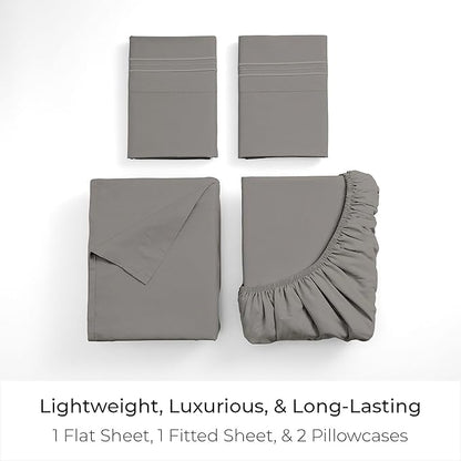 Mellanni California King Sheets Set - 4 PC Iconic Collection Bedding - Hotel Luxury, Extra Soft, Cooling Bed Sheets - Wrinkle, Fade, Stain Resistant (Cal King, Taupe)