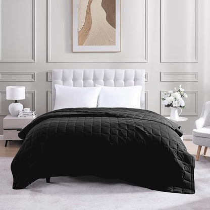Casa Platino Black Blanket Twin Size - Pre-Washed Ultra Soft Quilted Blanket - Lightweight Twin Size Blanket - All Season Twin Blanket - Premium Microfiber Down Alternative Blanket Twin Size