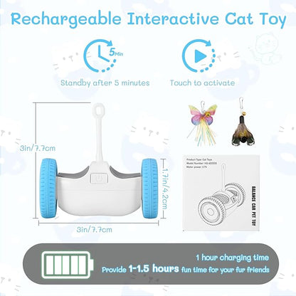 Interactive Cat Toy, Kitten Toy for Indoor Cats, Automatic Cat Toy with LED Lights, Cat Mouse Toy, USB-C Rechargeable (NOT for Carpet)