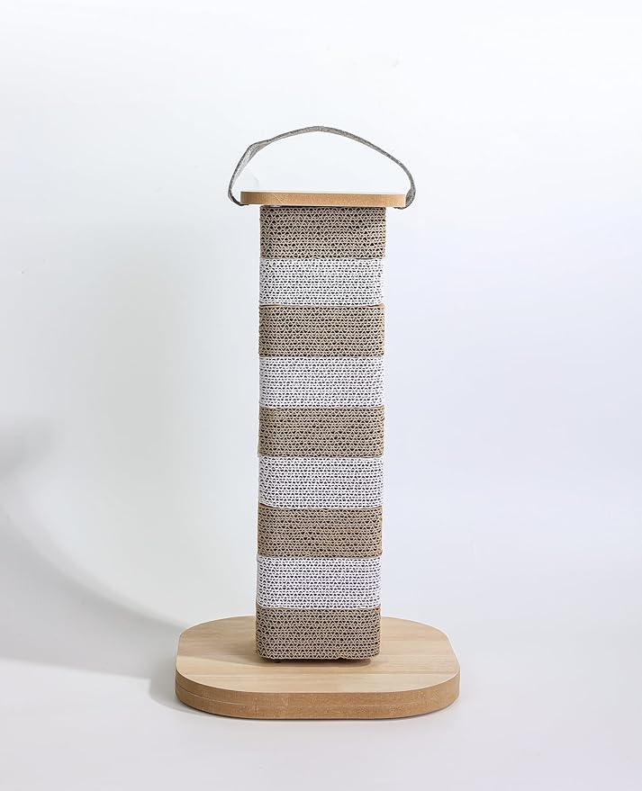 Cat Scratching Post for Indoor Cats, 23.6 Inch Tall Cardboard Cat Scratcher Pad for Kittens & Cats, Multi Surface Scratching Board, Easy Assembly, Protects Furniture