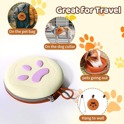 Portable Dog Travel Bowls – 2 in 1 Collapsible Silicone Bowls with Carry Case | All-in-One Food & Water Solution for Camping, Hiking, Car Travel | BPA-Free, Leash Clip, Easy Clean