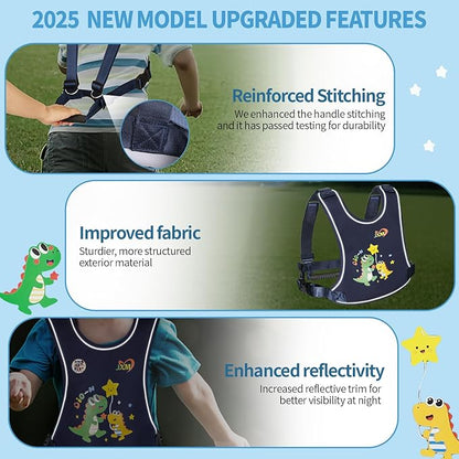 Safety Walking Harness for Big Kids 6-12, Anti-Elopement Vest Harness for Autism Special Needs ADHD, Reflective Leash with Handle for Autistic, Active Children, Adjustable Tether for Travel and Crowds