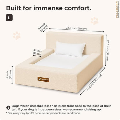 Pelsbarn Real Orthopedic Dog Bed, High-Density Memory Foam with Waterproof Fitted Sheets - Machine Washable, Large, Beige