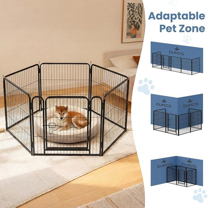 DUMOS Dog Playpen Indoor, Metal 24 Inch 6 Panels Foldable Pet Fence with Door, Outdoor Small Medium Large Dog Puppy Portable Exercise Play Pen for RV Camping, Trips, Play Yard