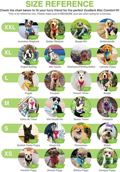EcoBark Dog Harness - Eco-Friendly Max Comfort Harnesses - Luxurious Soft Mesh Halter - Over the Head Harness Vest- No Pull and No Choke for Small, Toy Breed, and Teacup Dogs (XS, Dark Green)