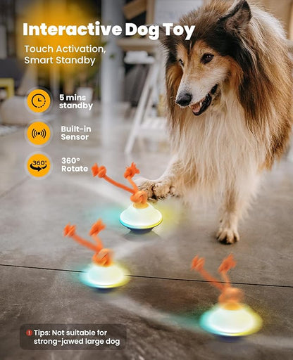 Xeuch Smart Interactive Dog Toys, Automatic Moving and Rolling Dogs Ball with Rope, Motion-Activated Squeaky Ball for Small Medium Dogs for Boredom, RGB Lights, Stimulating Sound, Voice Recording