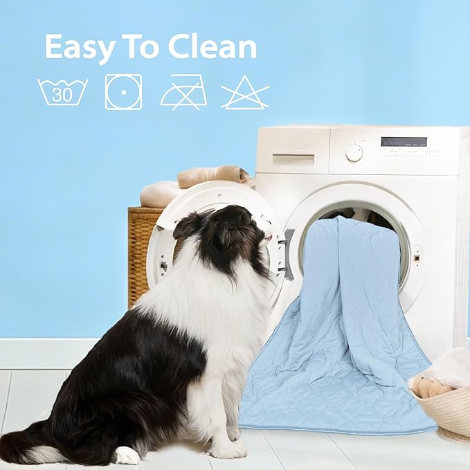 Cooling Blanket for Dogs - Q-MAX>0.4, Lightweight Pet Throw Blanket Furniture Protector, Breathable Fill and Soft Washable Cooling Mat for Summer, Light Blue, 40x60