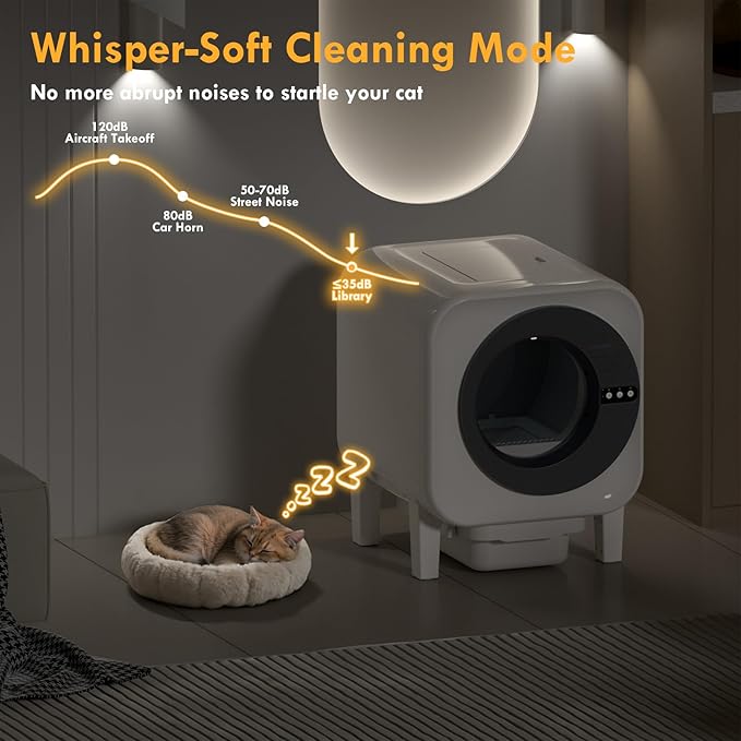 2025 Automatic Litter Box Self Cleaning,Self Cleaning Litter Box for Multiple Cats, Smart App Control Dynamic Monitoring,75L Large Space Dual Safety Protection, Odor Control, 3–30LBS Cats