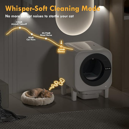 2025 Automatic Litter Box Self Cleaning,Self Cleaning Litter Box for Multiple Cats, Smart App Control Dynamic Monitoring,75L Large Space Dual Safety Protection, Odor Control, 3–30LBS Cats