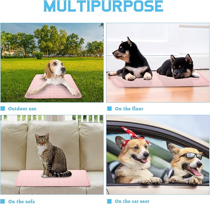 2026 Upgraded Dog Cooling Mat Large Cooling Pad-Q-Max>0.4 Summer Pet Bed for Dogs Cats Kennel Pad with Chill Cool Fiber,Breathable Portable Pet Self Cooling Blanket Machine Washable,22"x28"