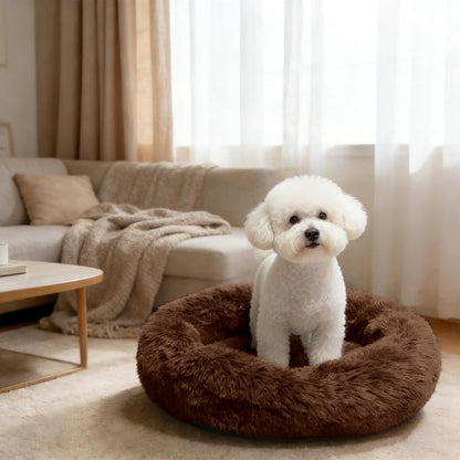 Comfort Donut Dog Bed for Small Dogs, Cat Bed & Pet Bed for Indoor Use, Medium Size with Soft Plush, Round Dog Beds for Large Dogs and Cats(Coffee,36''Lx36''Wx8''Th)