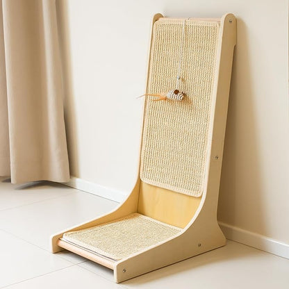 PETKARAY Sisal Cat Scratcher, Upright Cat Scratch Pad Wall Mounted, Vertical Scratching Post Alternative, L Shape Scratching Board 105°