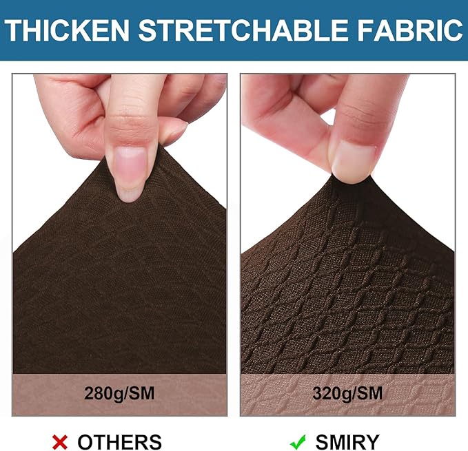 Smiry Waterproof Seat Covers for Dining Room Chairs Set of 8, Stretch Jacquard Removable Washable Chair Seat Slipcovers Protector, No Rear Covers, Brown