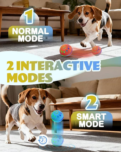 Zoomsnail 2 Pack Interactive Dog Ball Toy, BPA-Free Rechargeable Automatic Rolling Ball Toys with Lights & 2 Modes, Waterproof Dog Balls to Offer Entertainment, Ideal Gifts for Small & Medium Dogs