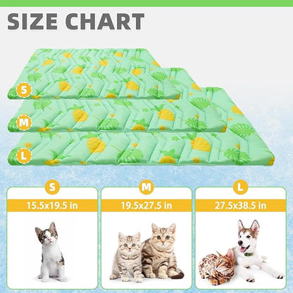 KOOLTAIL Dog Cooling Mat, Upgraded Two Sided Cooling Pad for Dogs Cats Puppy, Soft Pet Sleeping Blanket Keep Cool in Summer with Cute Fruit Pattern, Washable Waterproof for Crate Sofa Bed, Green M