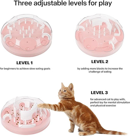Pet Prime Cat Puzzle Feeder Interactive Enrichment Toys for Indoor Cats Slow Feeder Food Treat Puzzle Cat Stimulation Toys Pink