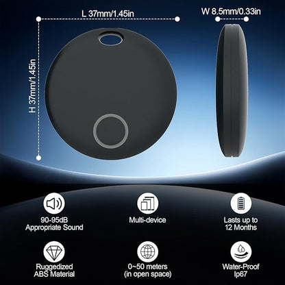 Air Tracker, Key Finder Compatible for Both iOS and Android, Bluetooth Smart Tag with Holder for Keys, Luggage, Suitcases, Pets, Dog Cat Collar, Worldwide Tracking Tag 2 Pack