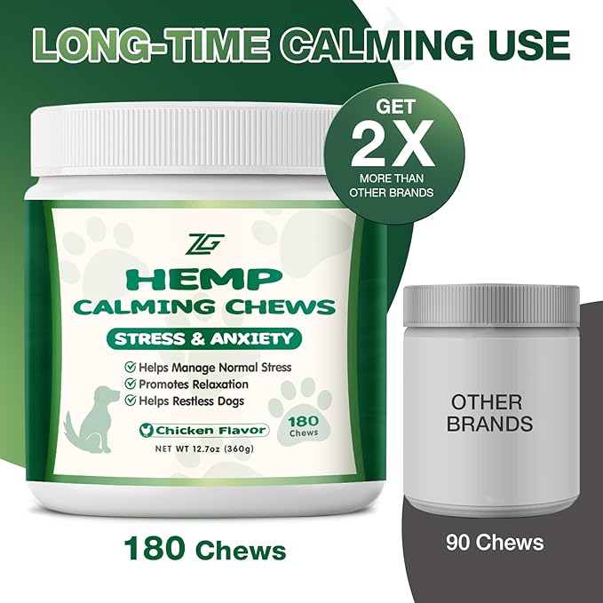 180 Soft Chews, Calming Chews for Dogs, Dog Calming Treats Helps with Anxiеty Rеlief, Separation, Strеss, Fireworks, Travel, Barking, Composure, Natural Dog Supplements